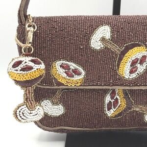Beaded Baguette Bag Espresso Martini w/ Matching Beaded Charm NWT Viral TikTok